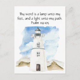 Simple Psalm Watercolor Blue Sky Lighthouse Postkarte