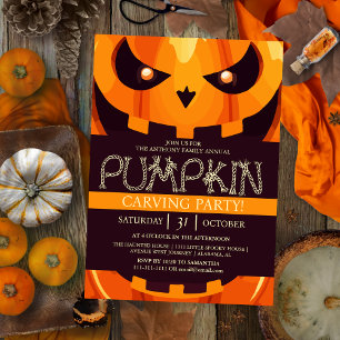 Simple Pumpkin Carving Party Halloween Spooky Invi Einladung