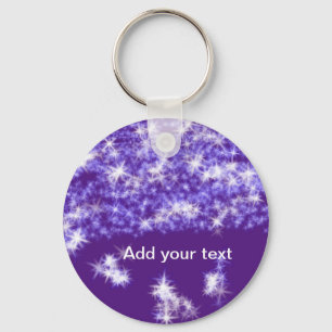 Simple purple glitter sparkle stars add your text schlüsselanhänger