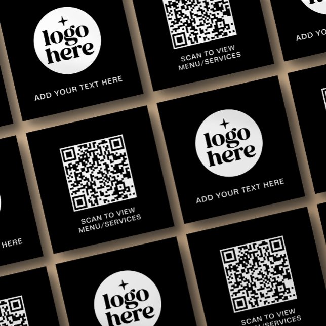 Simple QR Code Business Logo Text Quadratische Visitenkarte (Card shown in square 2.5 inch. size, paper and corner style.)