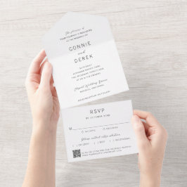Simple QR Code Modern Wedding All In One Einladung