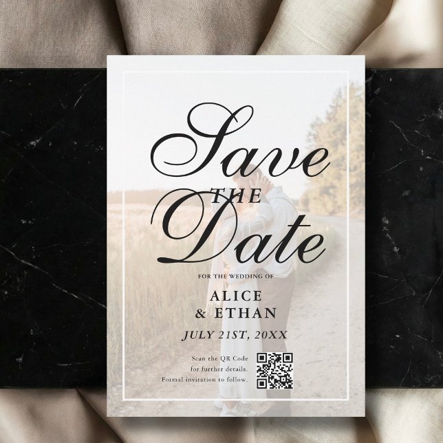 Simple QR Code Photo Wedding Save The Date (Von Creator hochgeladen)