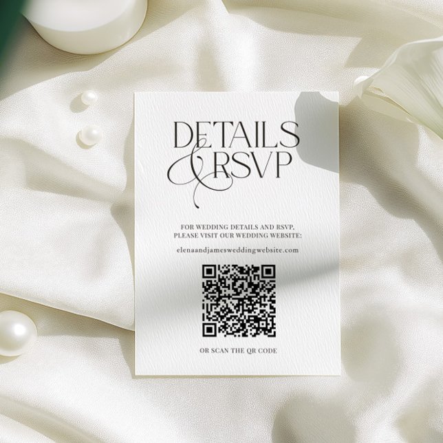 Simple QR Code RSVP & Wedding Details Card Begleitkarte (Simple QR Code RSVP & Wedding Details Card)