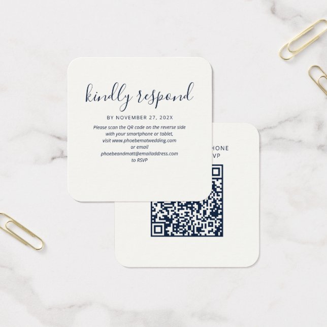 Simple QR Code Wedding Website RSVP Enclosure Card (Büro)