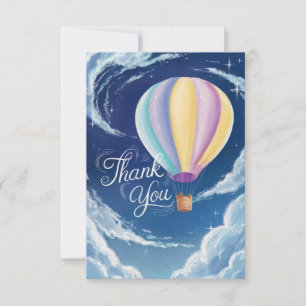 Simple Rainbow Hot Air Ballon Dankeskarte