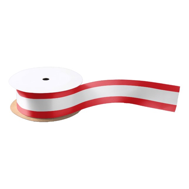 Simple Red and White Stripe Satinband (Spule)