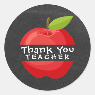 Simple Red Apple Chalkboard Danke, Lehrer Runder Aufkleber