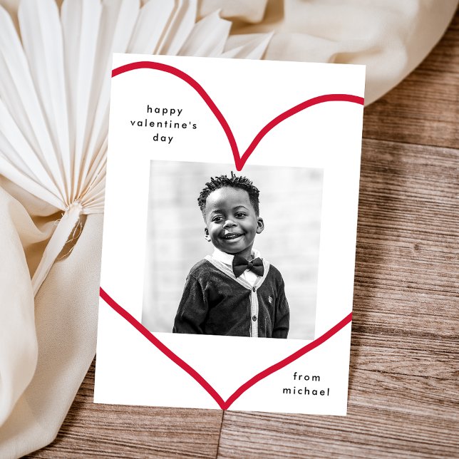 Simple Red Heart Classroom Valentine's Day Card Mitteilungskarte (Von Creator hochgeladen)
