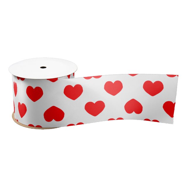 Simple Red Hearts Minimalist Satinband (Spule)