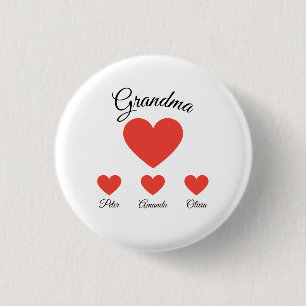 Simple Red Hearts Oma Grandkids Button
