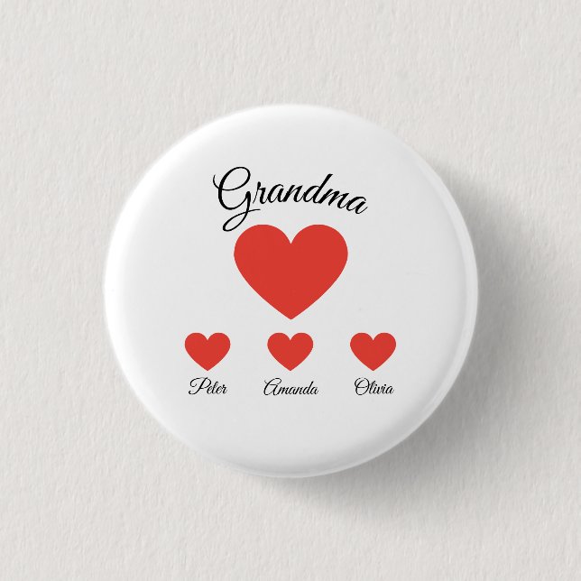 Simple Red Hearts Oma Grandkids Button (Vorderseite)