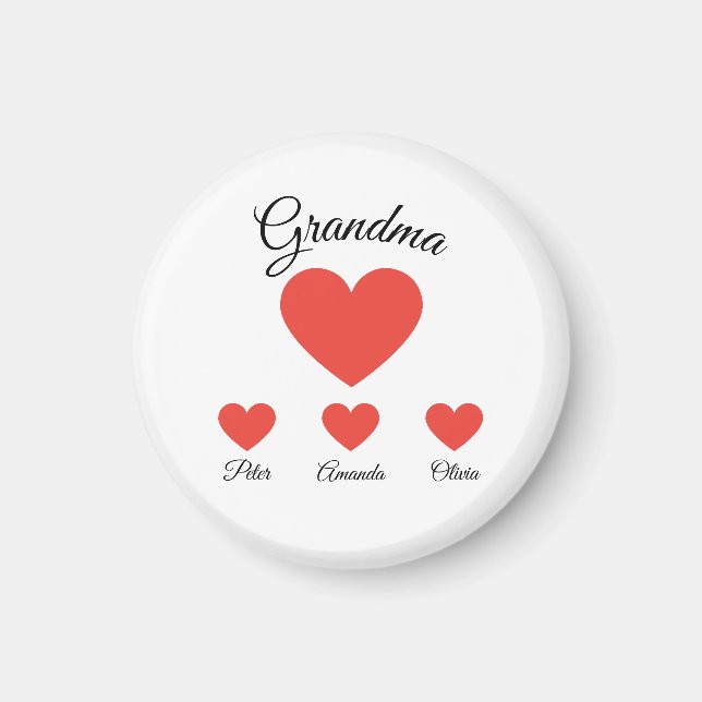 Simple Red Hearts Oma Grandkids Magnet (Vorne)