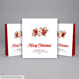 Simple Red Poinsettia Merry Christmas Gift Bags Mittlere Geschenktüte