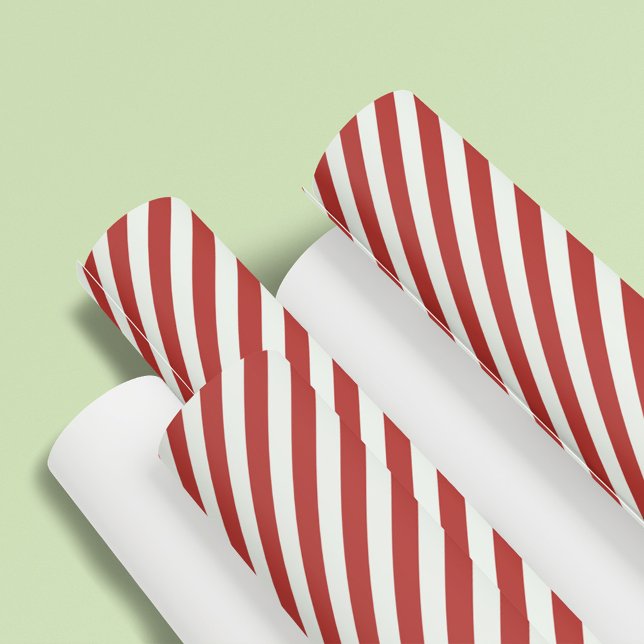Simple Red Whimsical Striped Cute Minimalist Fun Geschenkpapier (Simple minimalist red striped basic pattern wrapping paper. )
