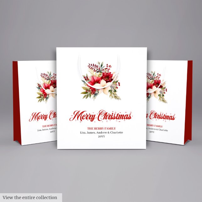 Simple Red White Poinsettia Holiday Gift Bag Mittlere Geschenktüte (Simple Red White Poinsettia Holiday Gift Bag

)