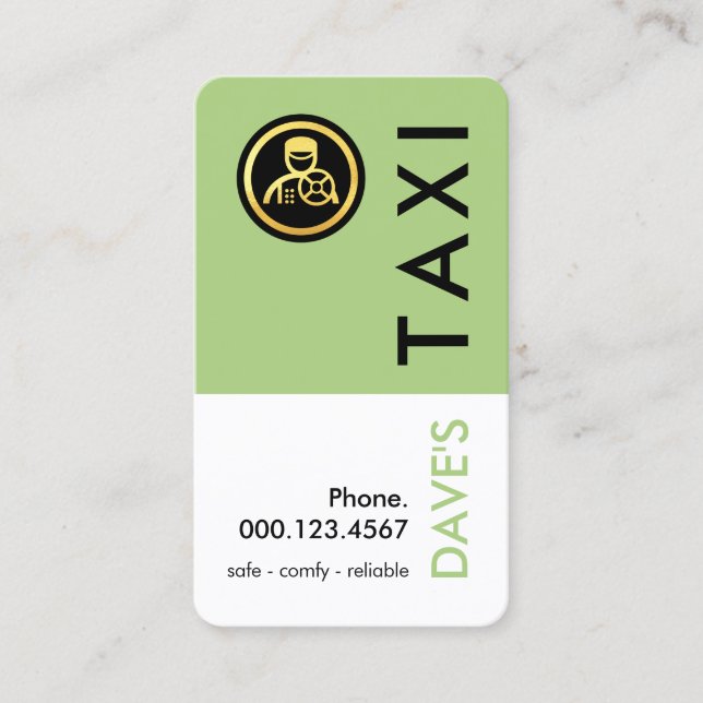 Simple Retro Green Taxi Layer Visitenkarte (Vorderseite)