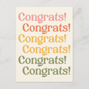 Simple Retro Typography Congrats Yellow and Green Postkarte
