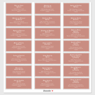 Simple Retro Vibes Old Rose Wedding Guest Address Aufkleber