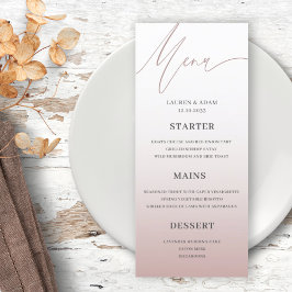 Simple Rose Gold Wedding Dinner Menu Menükarte