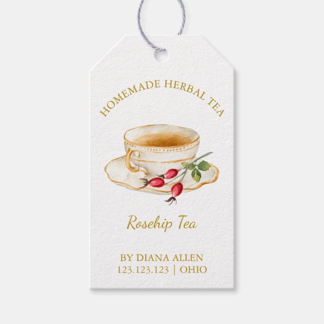 Simple Rosehip Tea Hang Tag Geschenkanhänger (Vorderseite)