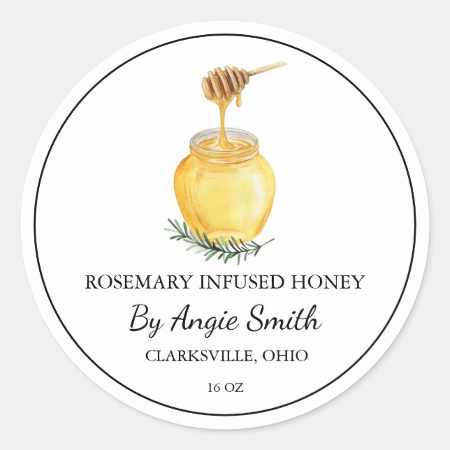 Simple Rosemary Infused Honey Label Runder Aufkleber (Vorderseite)