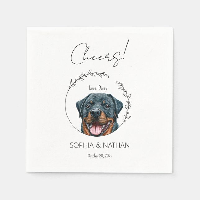 Simple Rottweiler Dog Wedding Cocktail Serviette (Vorderseite)