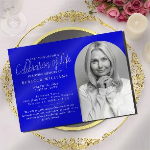 Simple Royal Blue Celebration of Life Invitations Einladung