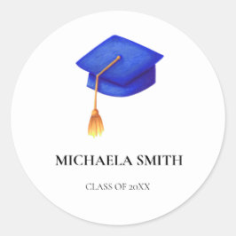Simple Royal Blue Graduation Cap Umschlag Aufklebe Runder Aufkleber