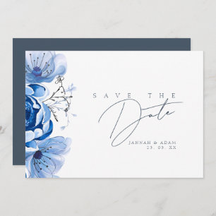 Simple Royal Blue Opulence Floral Rose Hochzeiten Save The Date