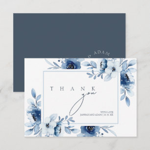 Simple Royal Blue Opulence Floral Wedding Dankeskarte