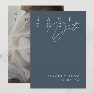 Simple Royal Blue Opulence Modernes Foto Hochzeit Save The Date