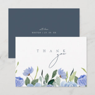 Simple Royal Blue Opulence Wildblumen Hochzeit Dankeskarte