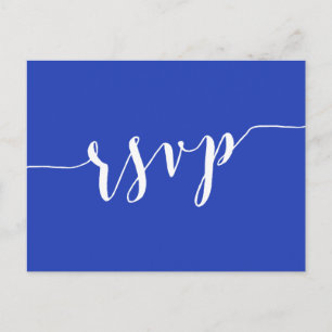 Simple Royal Blue Wedding RSVP Postkarten