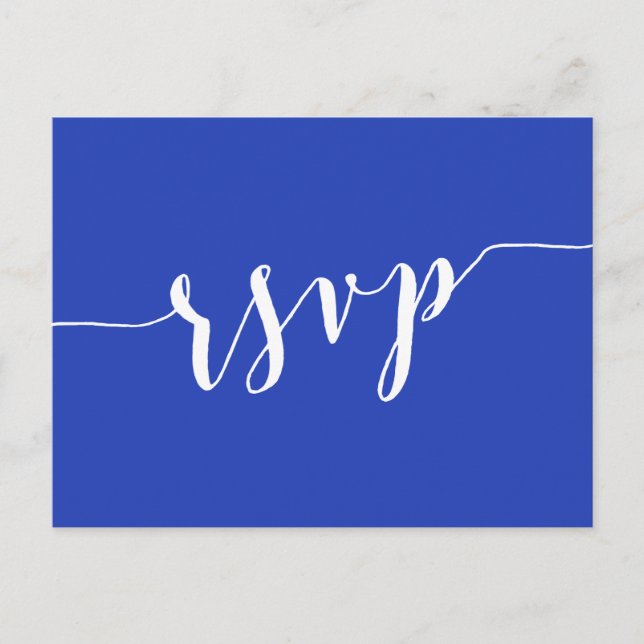 Simple Royal Blue Wedding RSVP Postkarten (Vorderseite)