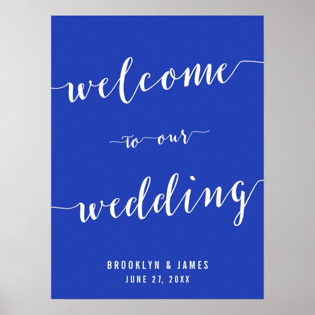 Simple Royal Blue Wedeption Printwerbung Poster (Vorne)