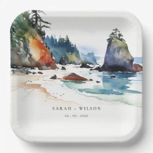 Simple Ruby Beach Olympia-Nationalpark Wedding Pappteller