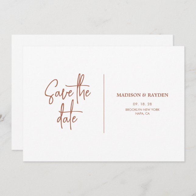 Simple Rust Terracotta Wedding Foto Einladung (Vorne/Hinten)