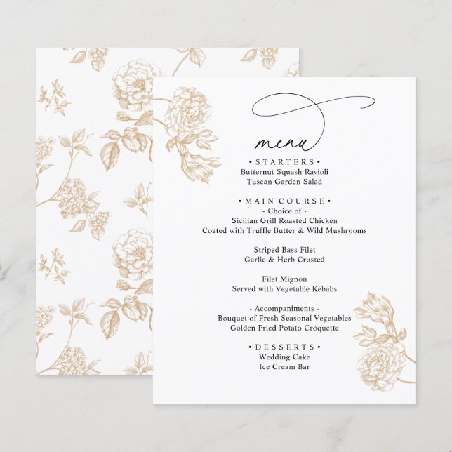 Simple Rustic Vintage Modern Wedding Menus (Vorne/Hinten)