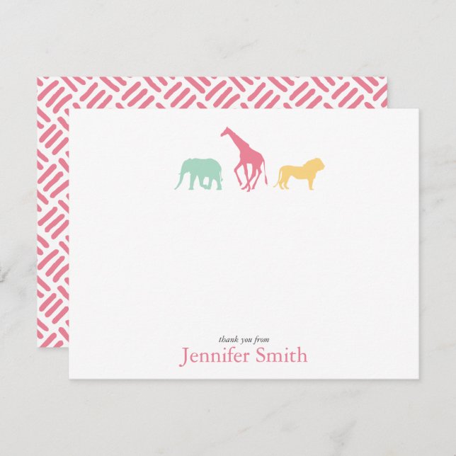 Simple Safari Animal Personalize Stationery Einladung (Vorne/Hinten)