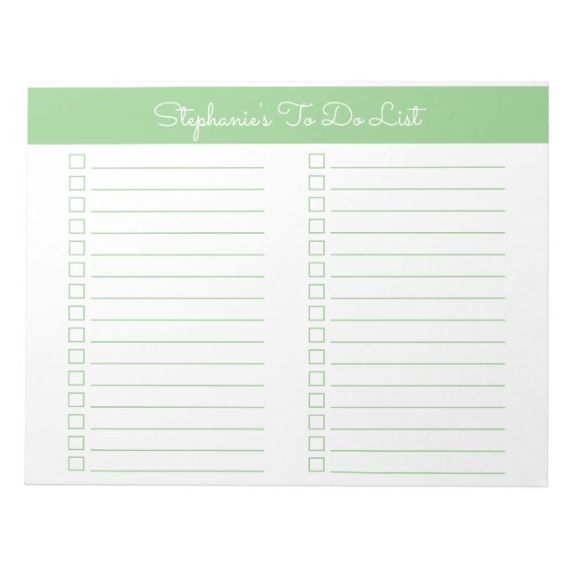 Simple Sage Green 8.5x11 Two Column Checklist Notizblock (Vorderseite)