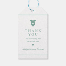 Simple Sage Green Baby Dusche Vielen Dank für Ihre Geschenkanhänger