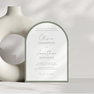 Simple Sage Green Border Script Wedding Arch Einladung