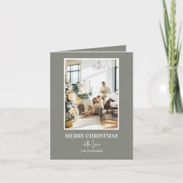 Simple Sage Green Christmas Photo Feiertagskarte