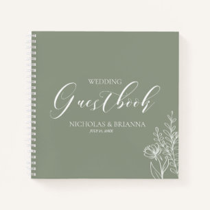 Simple Sage Green Modern Wedbook Notizbuch