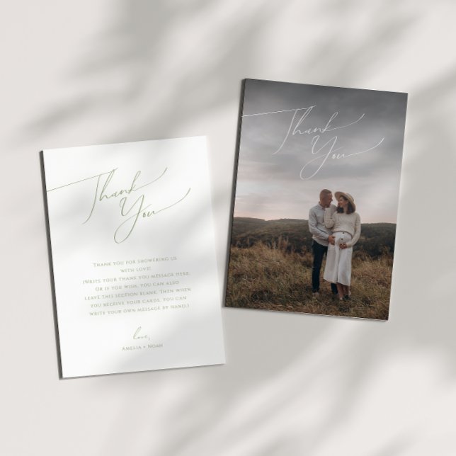 Simple Sage Green Vertikal Foto Babydusche Danke (Von Creator hochgeladen)