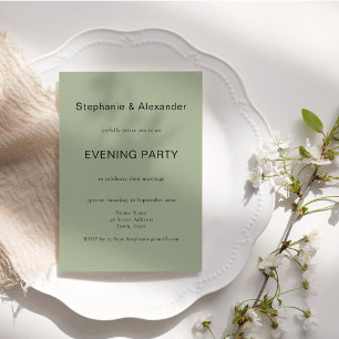 Simple Sage Green Wedding Abend Party laden Einladung