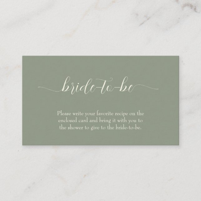 Simple Sage Green Wedding Begleitkarte (Vorderseite)