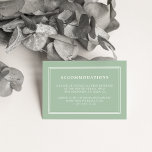 Simple Sage Green Wedding Hotel Unterkunftskarte Begleitkarte<br><div class="desc">Schicken Sie diese schicken,  kleinen Karten in Ihre Hochzeitseinladungen,  um aus der Stadt lassen Gäste wissen von jeglichen Hotel-Arrangements oder Gruppennummern,  zusammen mit den Kontaktinformationen des Hotels. Frühlingsgrün-Karten verfügen über eine einfache,  weiße Blockschrift. Koordiniert mit unserer Spring Iris Hochzeitssuite.</div>