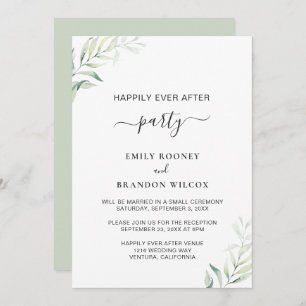 Simple Sage Greenery Elegante Wedding Empfang Einladung