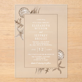 Simple Sandy Seashells Beach Wedding Acryleinladungen